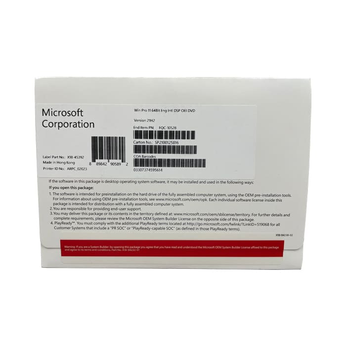 WIN 11 PRO 64BIT ENG 1PK DSP DVD